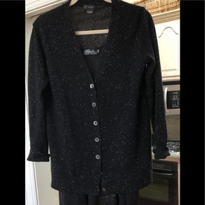 Stunning Black Cashmere V-Neck Cardigan, L